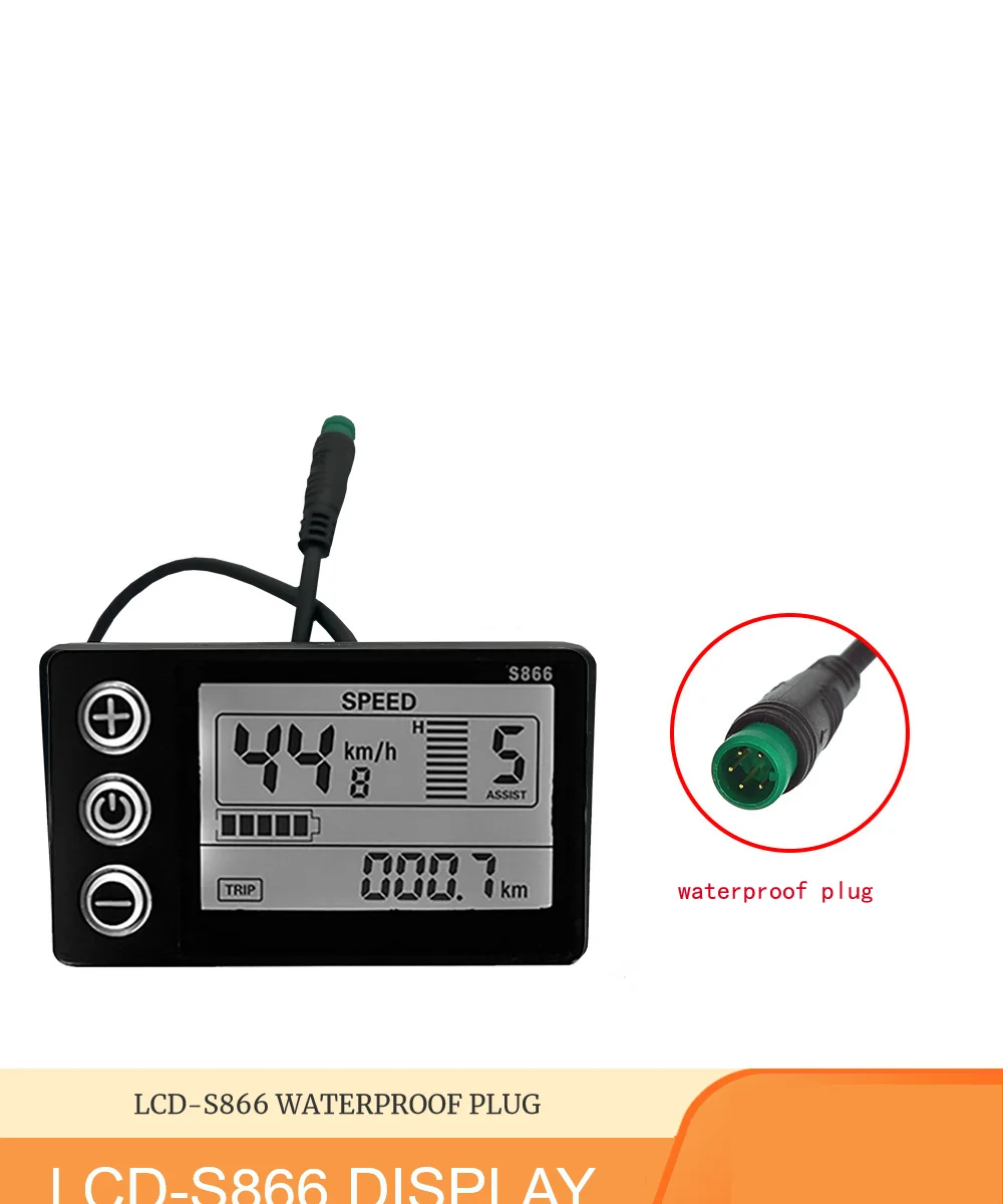 

LCD-S866 Интеллектуальный монитор счетчика скорости электрического велосипеда, запасная часть регулятора скорости электрического велосипеда, 24-48 В