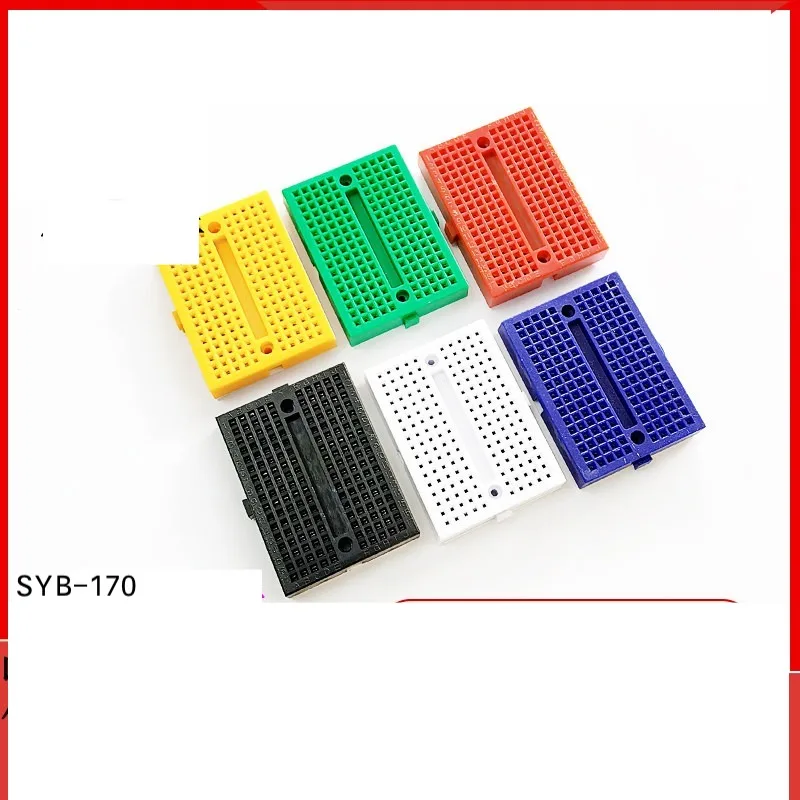 10pcs/lot Mini SYB-170 Breadboard with Lock 35x47mm 170 Holes Red White Yellow Green Blue Black and Transparent Color Available