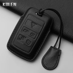 Leather Car Key Case Cover Shell For Land Rover Range Rover Sport Evoque Velar Discovery Jaguar XE XF E-Pace F-Pace XJ Keychain
