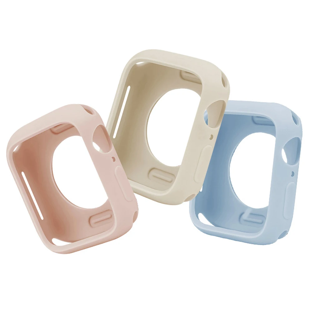 Soft Silicone Case for Apple Watch 45mm 44mm 42 41mm 40mm 38mm Bumper Cover Protection Shell For iWatch series 9 8 7 6 SE 5 4 3