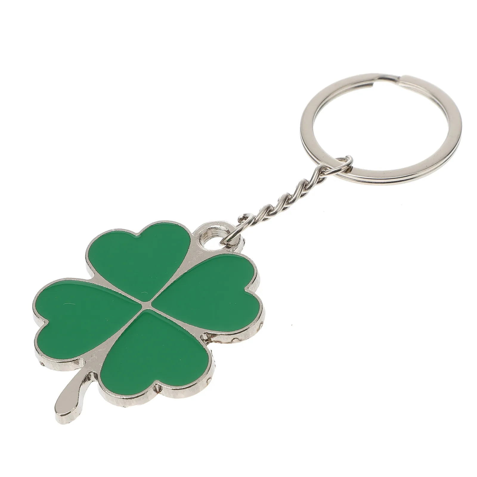 Shamrock Keyring 4-Leaf Eco-Friendly Metal Key Chain Good Luck Charm for Bag Backpack Purse Father Friend Gift