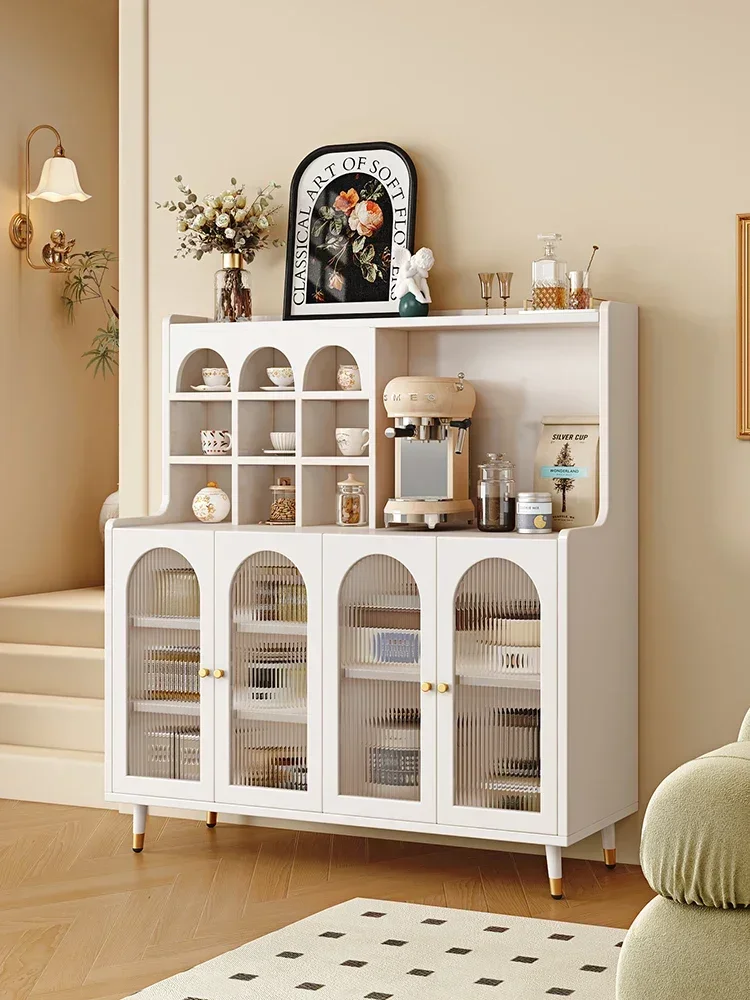 Solid wood sideboard against the wall