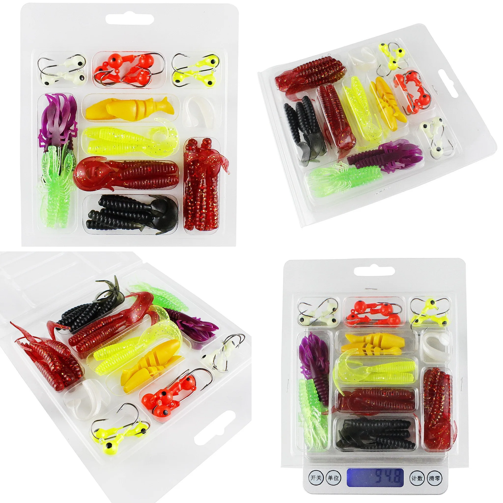 Lure Multifunctional Fishing Lure Set 40pcs Jig Head Soft Bait Combo Kit Artificial Bait for Fishing Tackle