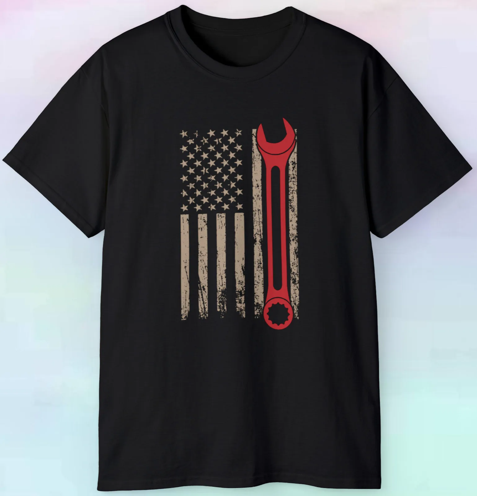 American Flag Wrench Tee | Patriotic Mechanic Shirt | S5XL