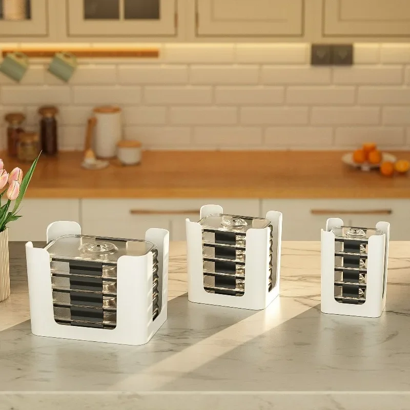 3PCS Fresh-keeping Box Container Lid Storage Rack, Kitchen Cabinet, Food Lunch Box Lid Storage Box Sorting Rack