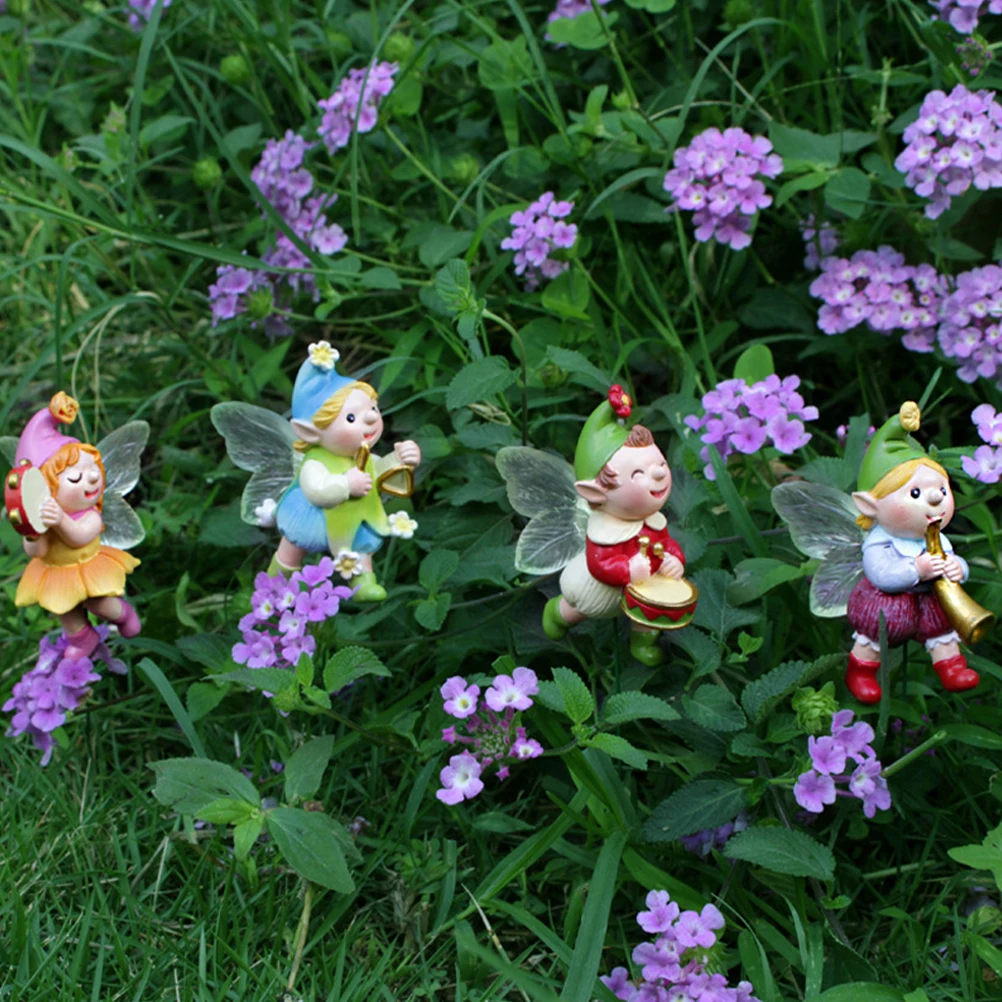 

4pcs Creative Fairy Stakes Resin Miniature Decorative Fairies For Bonsai Flowerpots Outdoor Garden Yard Micro Landscape