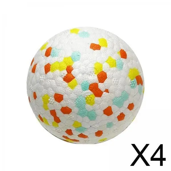 

4xInteractive Dog Toys Ball Throwing to and Play Park Dog Chew Toys Orange Yellow 3inch