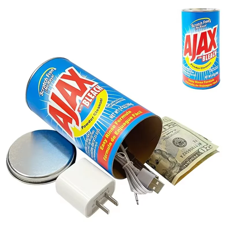 Ajax Stash Can Diversion Safe with Huge Hidden Compartment for Keys, Cash and Valuables  with Food Grade Deodorant Bag