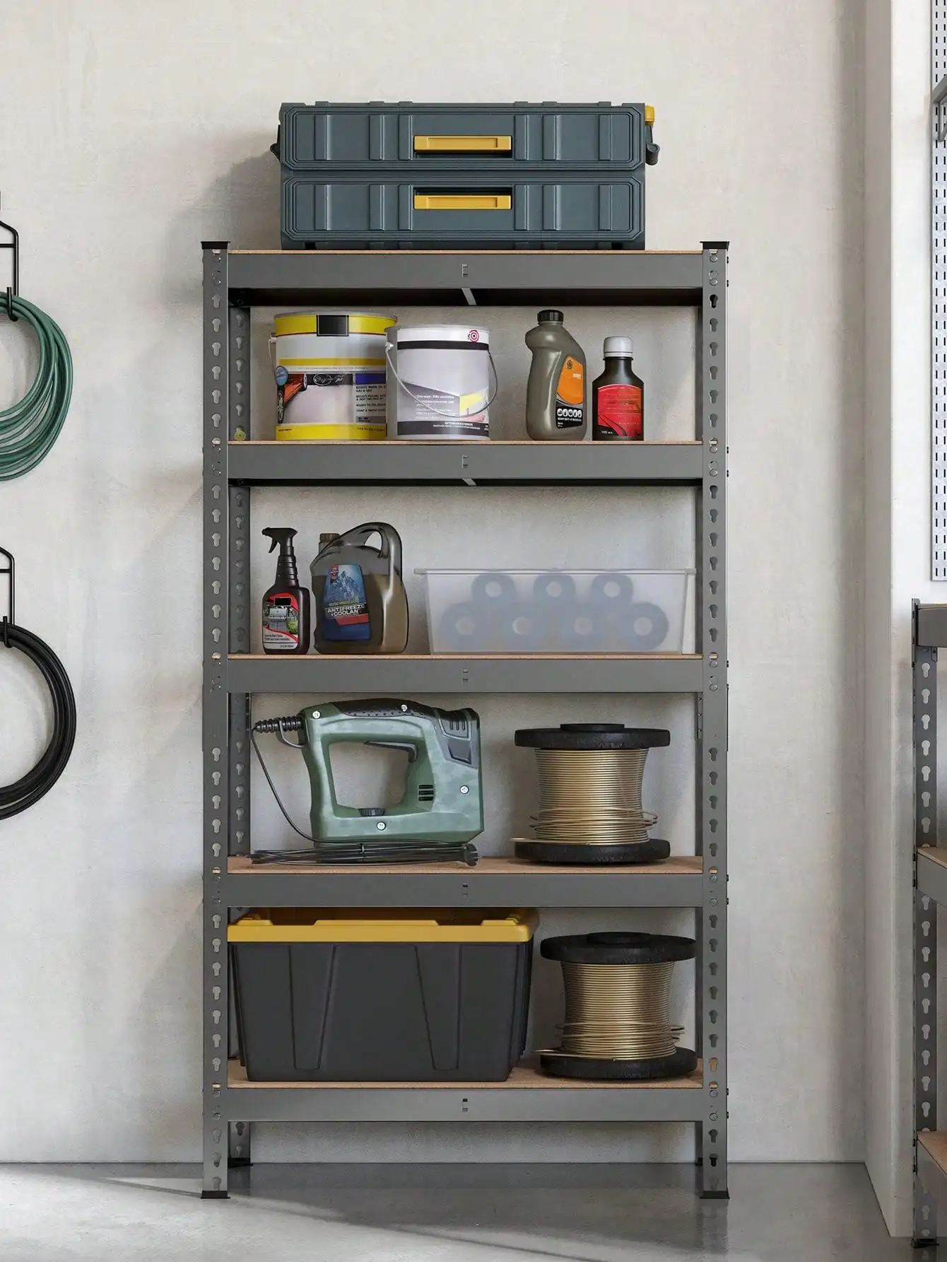 SONGMICS 5-Tier Storage Shelves, Garage Storage, Boltless Assembly, Adjustable Shelving Unit, 11.8 X 29.5 X 59.1 Inches, Load