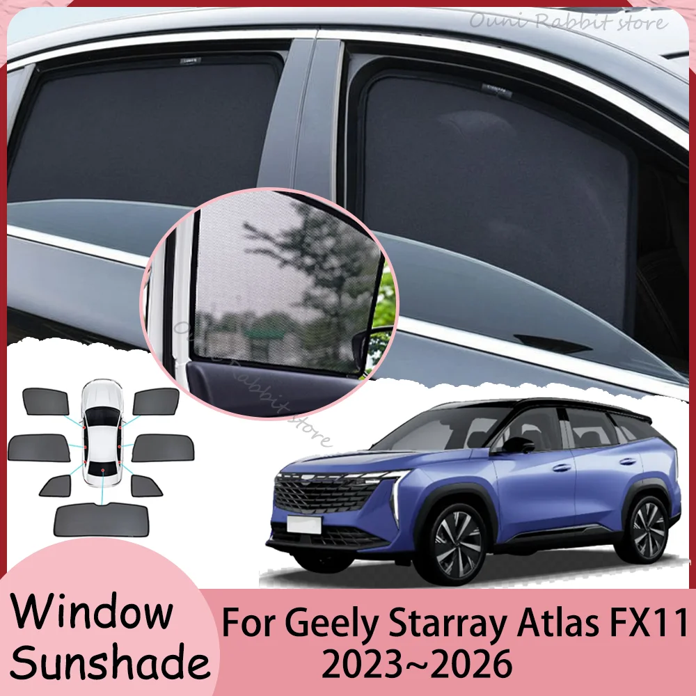 

For Geely Starray Atlas FX11 2023~2026 2024 2025 Car Magnetic Mesh Privacy Sunshade Side Window Sun Shade Interior Accessories