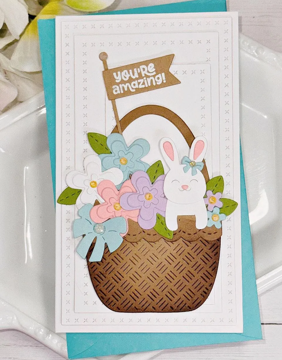 

Easter Bunny Basket Metal Cutting Dies Silicone Stamps Scrapbooking New Make Photo Album Card Diy Paper Embossing Craft Supplies