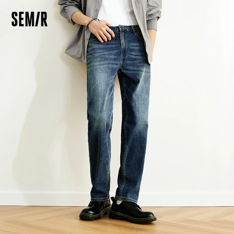 Dżinsy męskie Semir Stretch 2026 Vintage Washed Straight Urban Casual Everyday Style Miękkie Wygodne Codzienne Noszenie Modne Wszechstronne