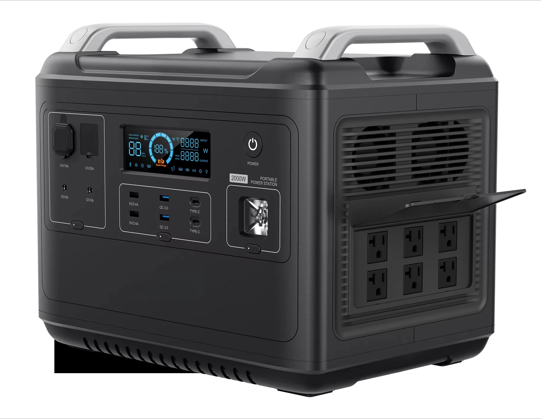 2000W portable power station solar generator energy storage power supply LiFePO4 battery outdoor large power supply group