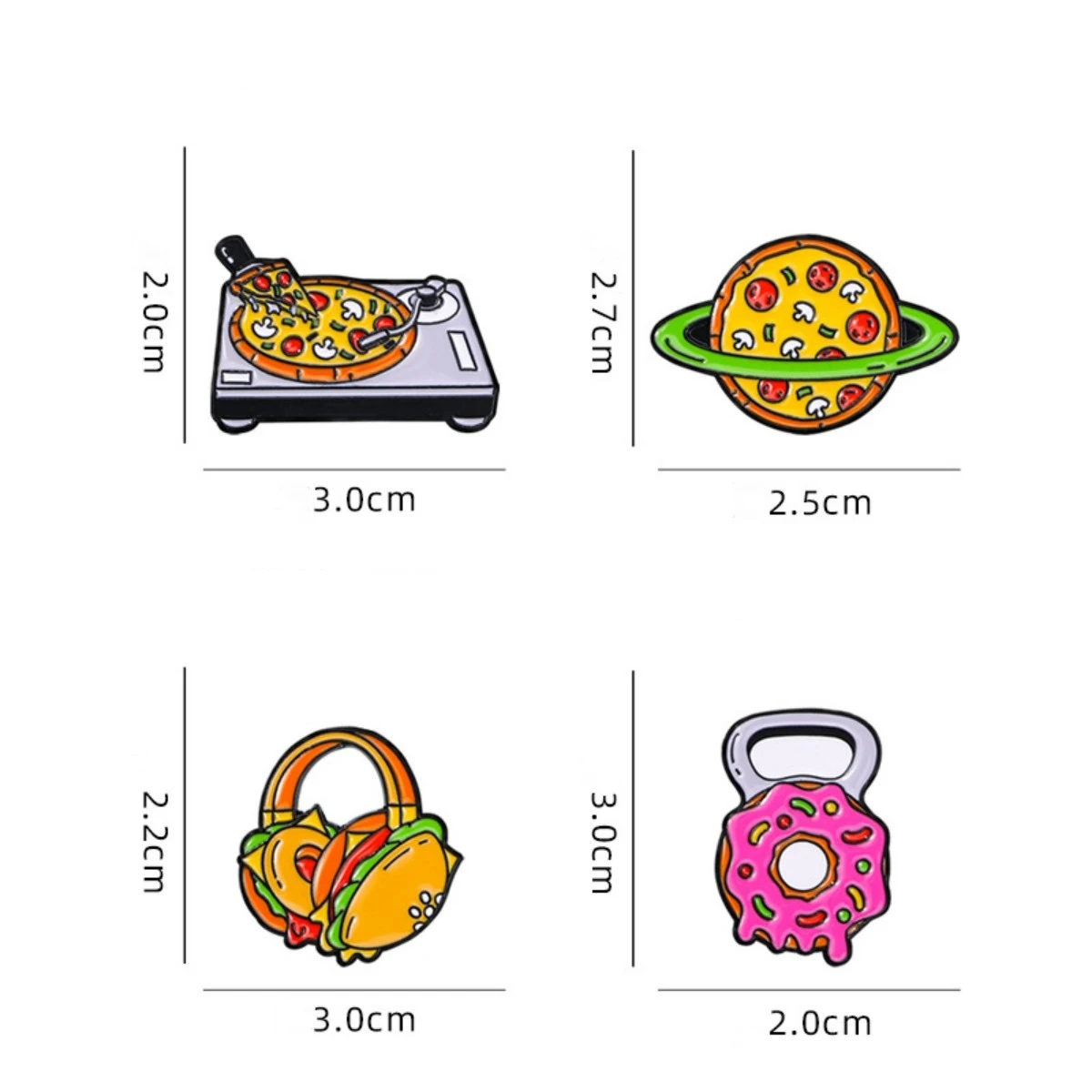 Cute Cartoon Doughnut Pizza Hamburger Enamel Brooch Creative Delicious Food Lapel Pin Badge Backpack Clothing Hat Accessories