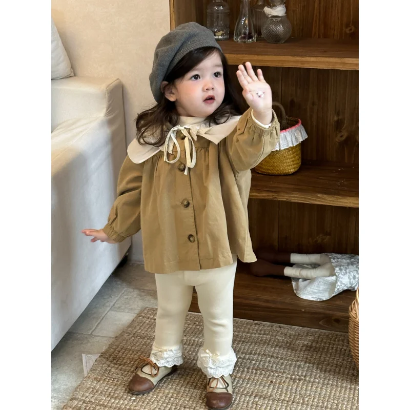 

Children's Clothing New Style Kids Outfits2025Autumn and Winter New Girls' Trench Coat Thickened Leggings Set