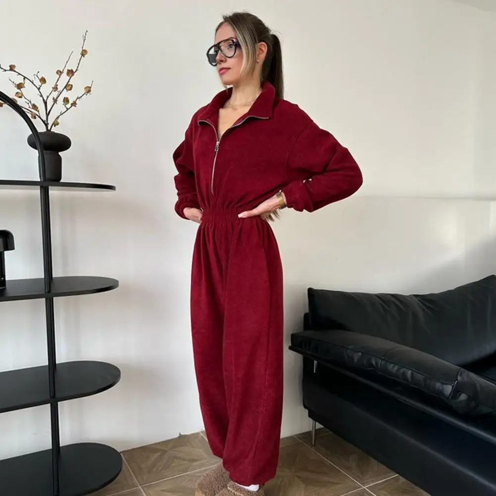 Monos de manga larga para mujer, peleles informales con cremallera para otoño, pantalones de chándal holgados para correr, trajes de una pieza de cintura alta, Джамп wwwт