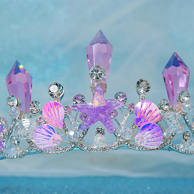 New seashells Crown Vintage Crystal Rhinestone Tiaras Crowns  Handmade Tassel Pearls Princess Queen Party Tiaras