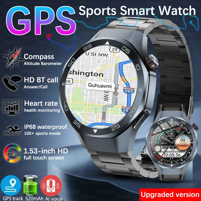 

GT5 PRO Smart Watch Men Watch 5 Pro AMOLED Screen BT Call GPS Trajectory Heart Rate Compass 3ATM Waterproof SmartWatch 2025 New