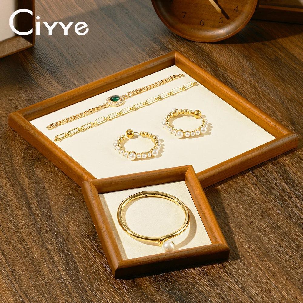 

Ciyye Solid Wood Jewelry Display Tray Ring Bracelet Earring Necklace Storage and Display Plate Desktop Jewelry Display Props