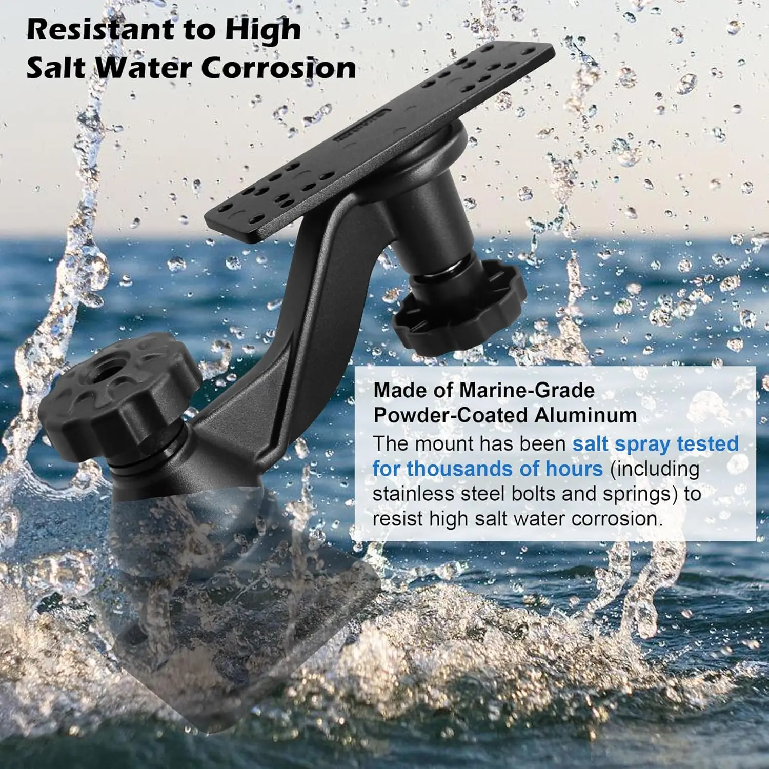 

All Aluminium Fish Finder & Chartplotter Mount, Reinforced Arm Marine Electronic Mount, Securely Holds 5" to 12" Screens