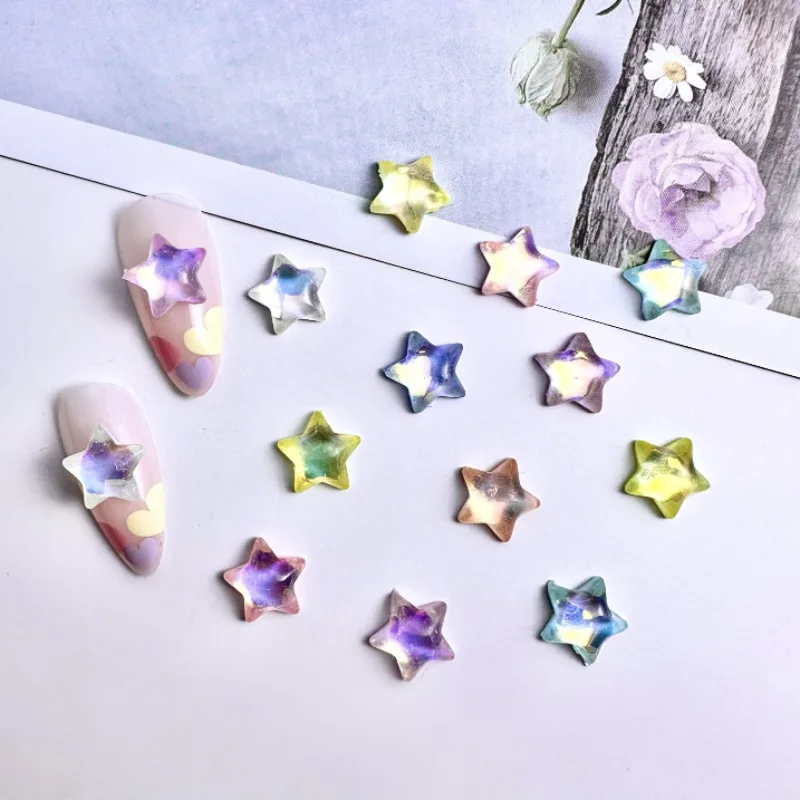 30PCS 10MM 3D Nail Art Stars Charms Jewelry Parts Accessories Flatback Rhinestones Manciure Nails Decoration Supplies Material