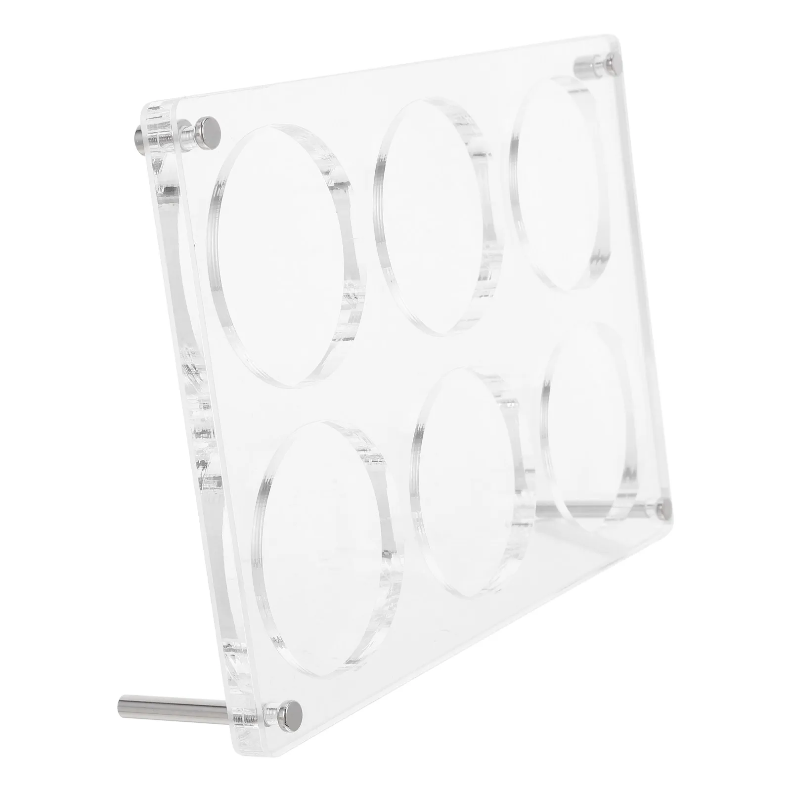 6-Slot Acrylic Trading Card Display Stand for Baseball Football Sports Cards Badges Comics Photos Crystal Clear Sturdy Portable