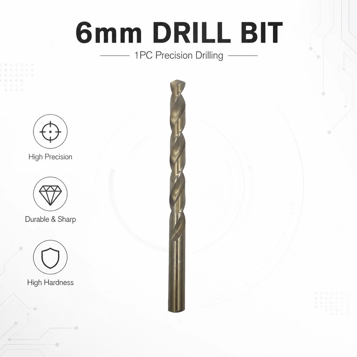 Single 6mm HSS Titanium Drill Bit, Precision Spiral Flute for Household Repair, Woodworking and Thin Metal Drilling Jobs