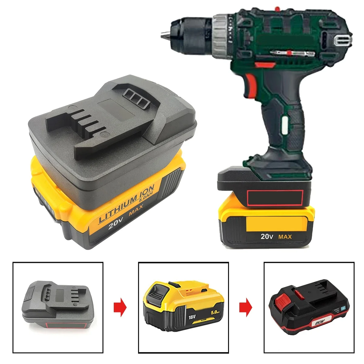 Battery Adapter Converter for Dewalt 18/20V Lithium-Ion Battery Convert to for Parkside 20V Lithium Battery Power Tools