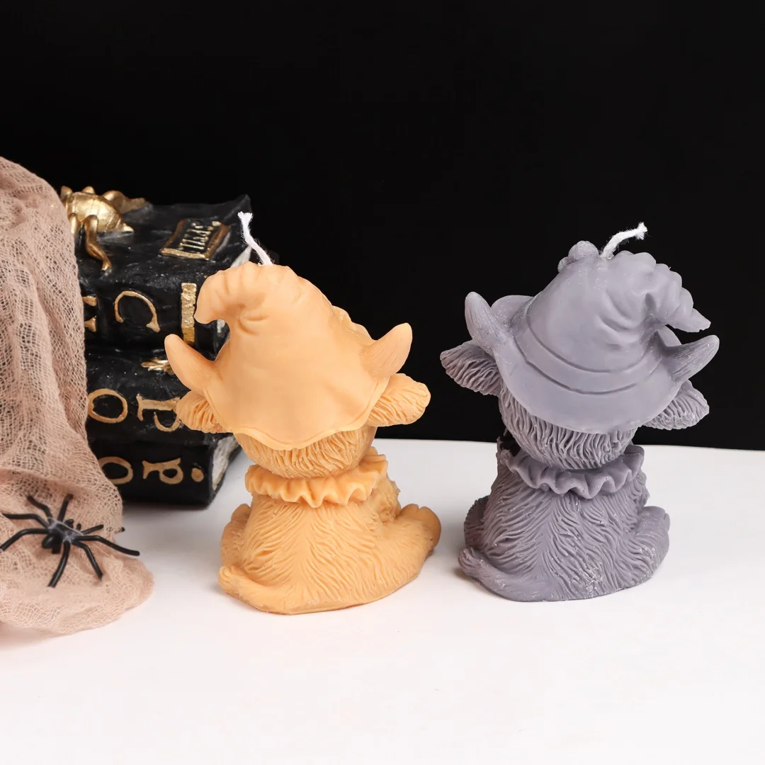 Halloween Highland Cow Silicone Candle Mold 3D Cattle Wizard Hat Yak with Pumpkin Skull Soy Wax Resin Soap Animal Mould Home Dec