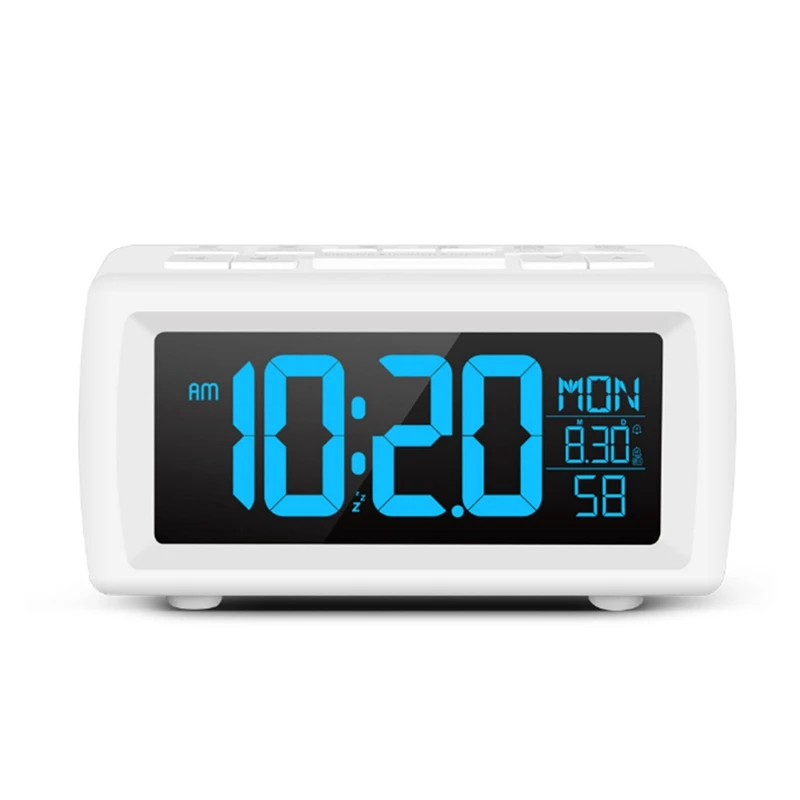 Horloge Radio FM pour chambres à coucher, horloge Radio FM numérique avec variateur de luminosité, Port USB, 7 couleurs de police, Snooze blanc