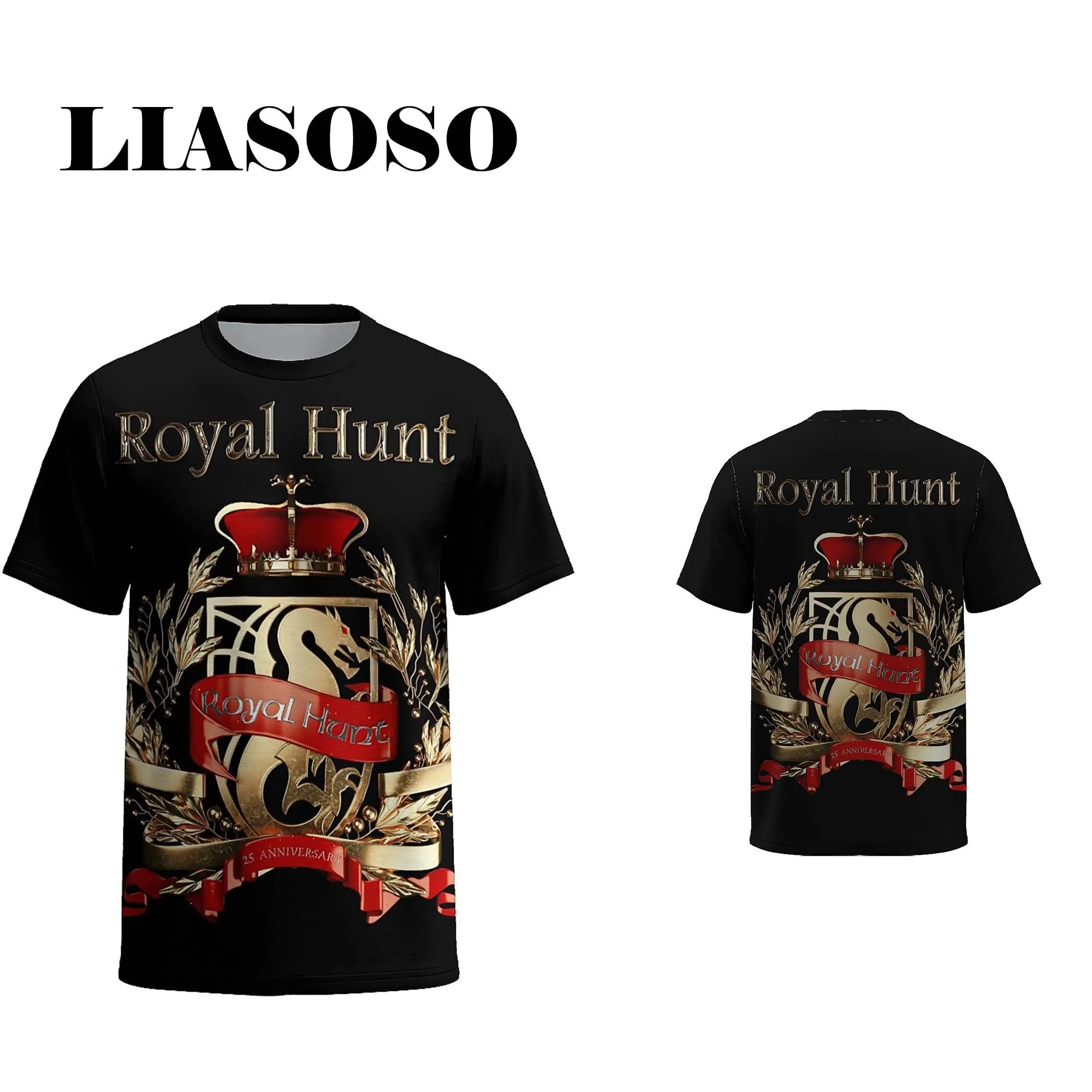 LIASOSO Royal Hunt Band 3D Print Harajuku Tops Classic Rock T-Shirt Fashionable Round Neck Summer Cliassic Tee for Men & Women