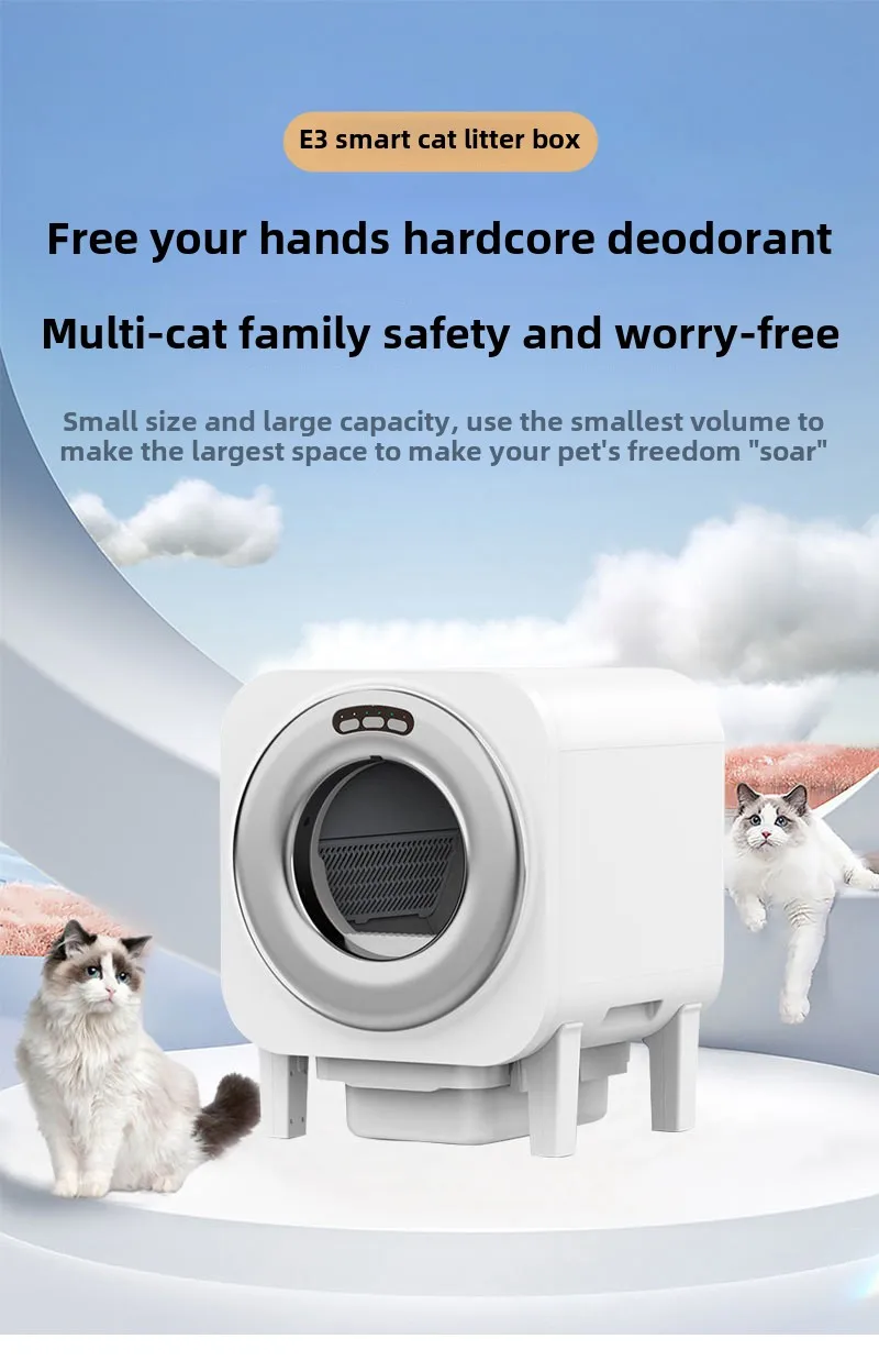 Intelligent automatic plastic cat litter box with bathroom and accessories
