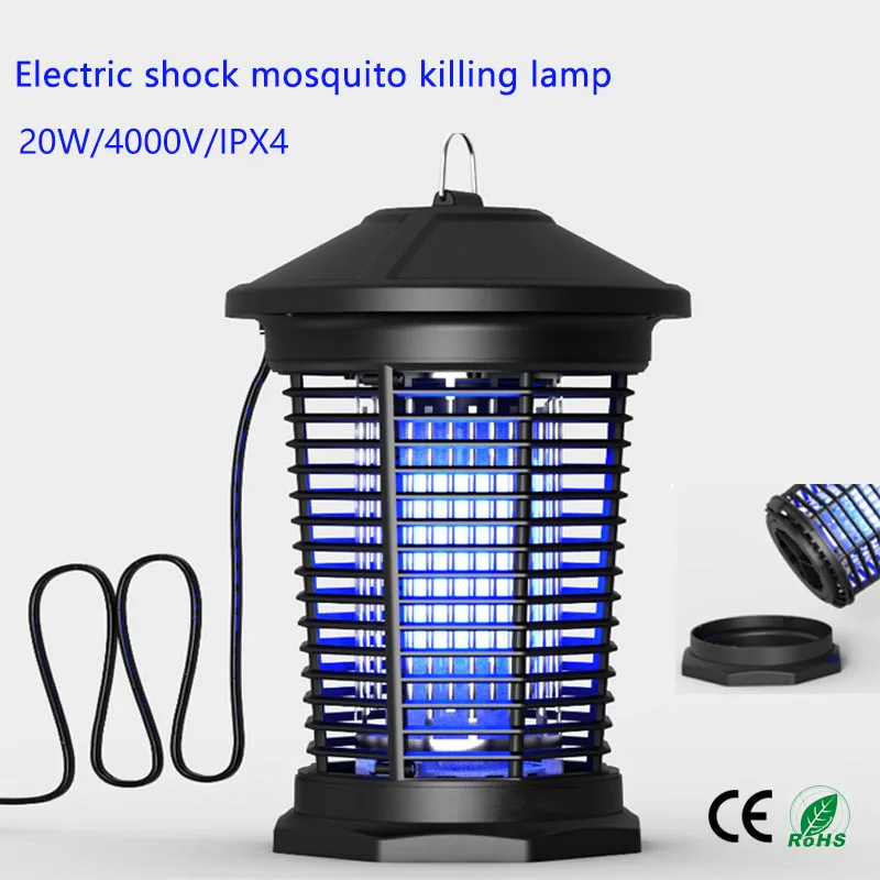 20W Mosquito Lamp Rainproof 4000V Electric Shock Mosquito Trap Lamp Outdoor Restaurant Mosquito Trap Lamp Farm-specific Mosquito