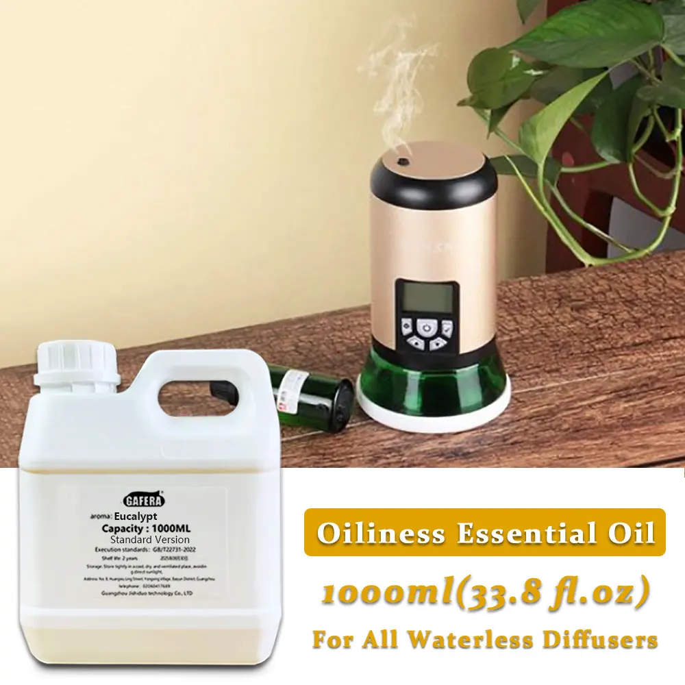 GAFERA 1000ml(33.8 fl.oz) Eucalypt/Jasmine Essential Oils, For All Waterless Diffuser, Hotel Diffuser Replenish Aromatherapy Oil