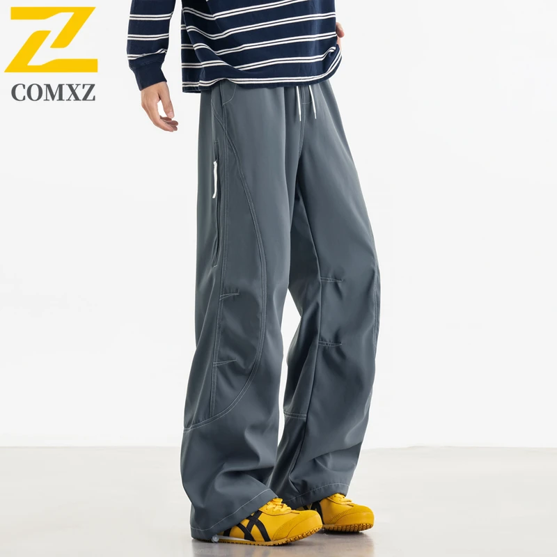 COMXZ Multi-Pocket Work Pants Men Fishing Camping Waterproof Machete Parachuter Pants Man Casual Elastic Waist Sports Trousers