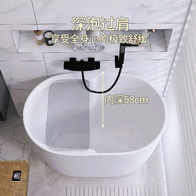 Japanese-style independent acrylic deep-soaking small apartment bathtub deepened with optional seat, household