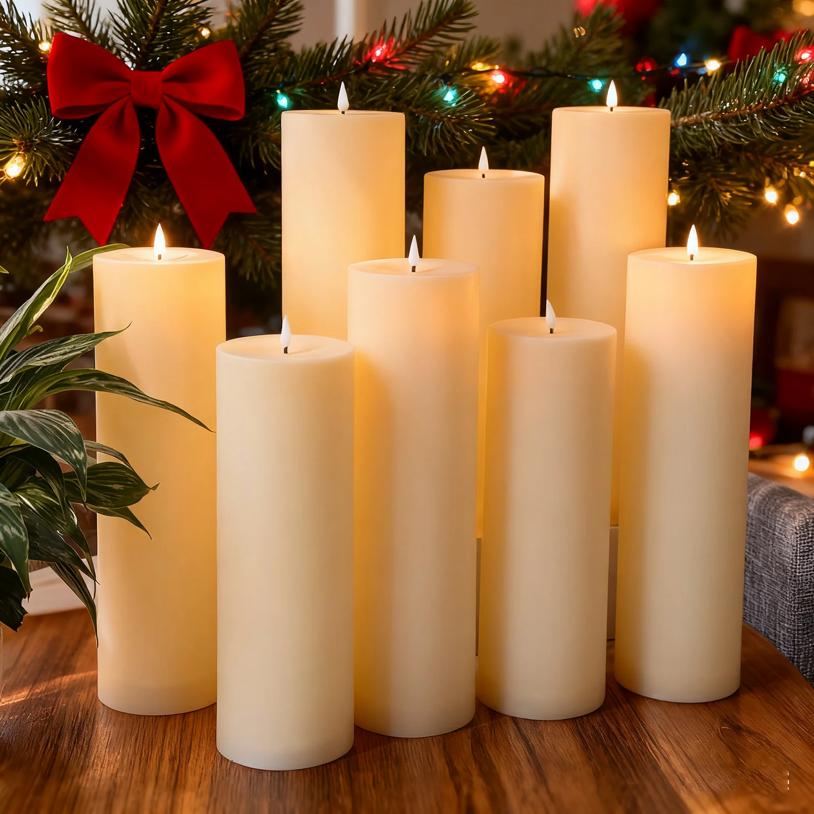 Outdoor Flameless Candle Portable Ambient Lighting Window Lamp Yellow LED Flickering Electric Pillar Candles for Camping Wedding