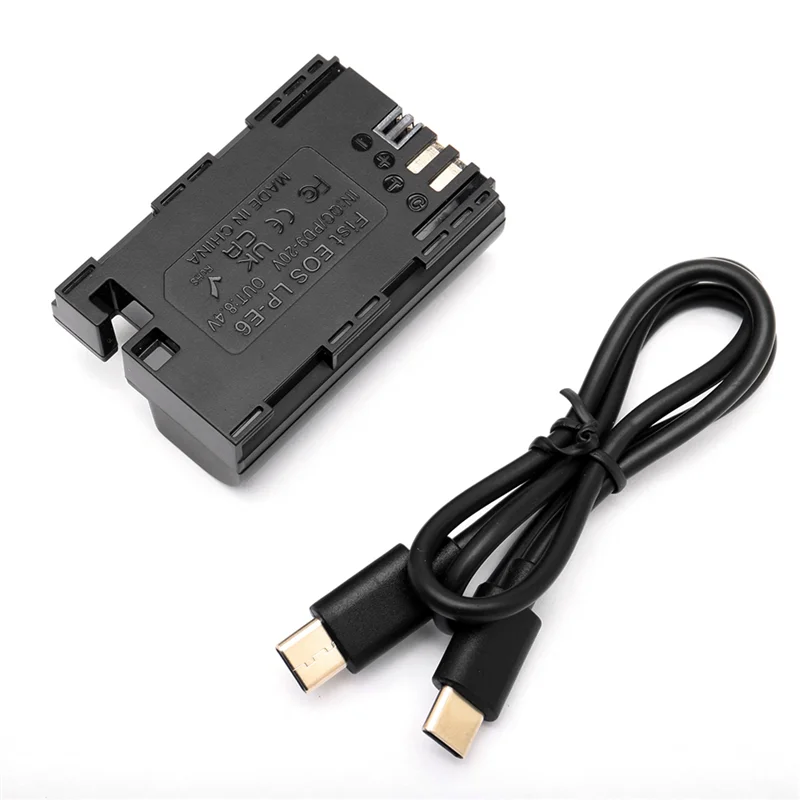 ROO Replace LP-E6 Dummy Battery for Canon EOS5D MarkIV/5D Markll5DS/5DSR/5D Mark Il/6D Mark Il/EOS6D/7D Mark 11/7D EOS60D