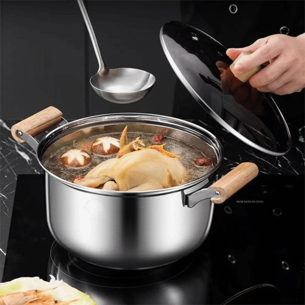 

Food Grade Stainless Steel Stock Pot with Lid Non Stick Stew Soup Pot Easy To Clean Cooking Tools Stainless Steel Steamer