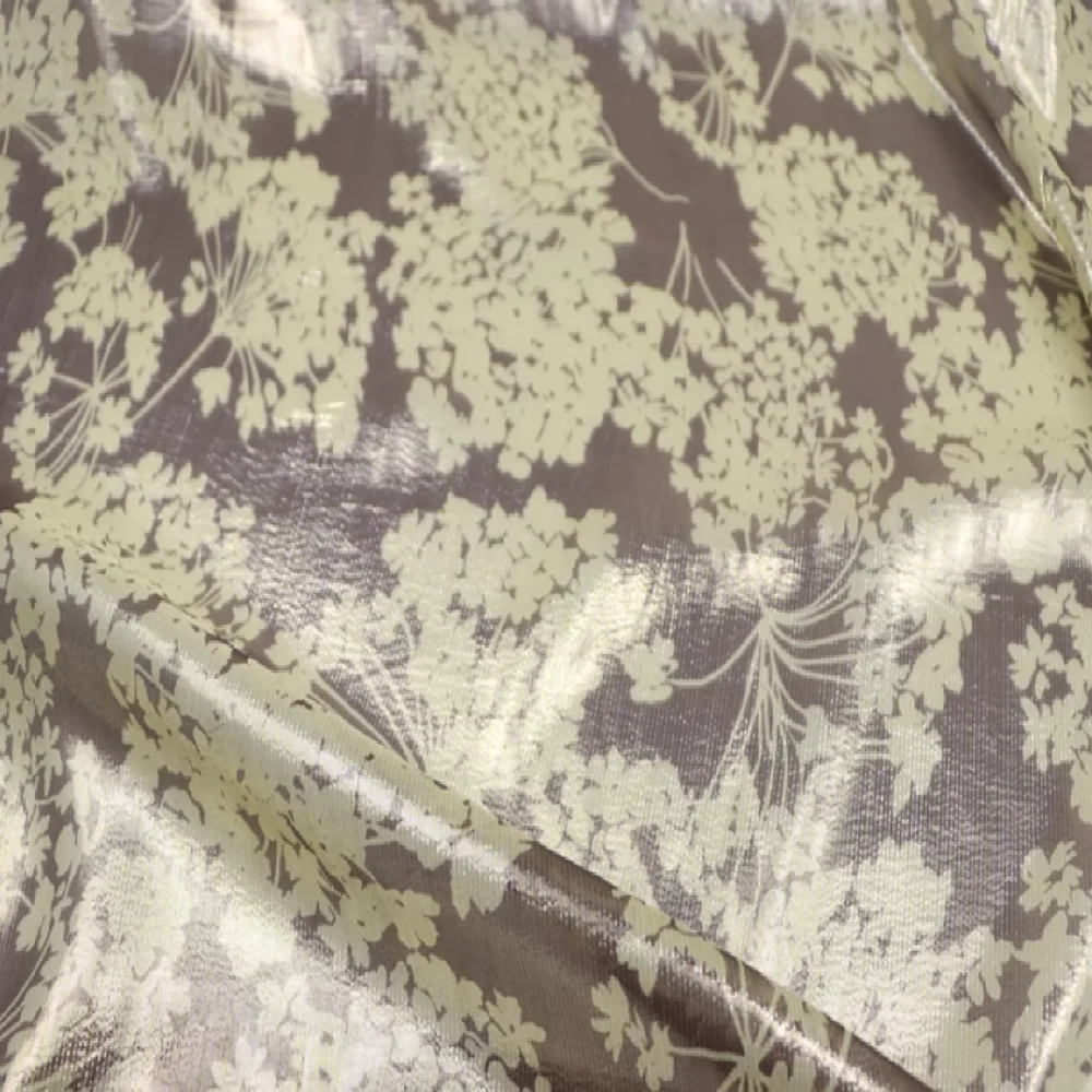 

New Coming Shiny Lurex Lame High Quality Metallic Silk Fabric Flower Design for Girl Party Charming Dress Shawl