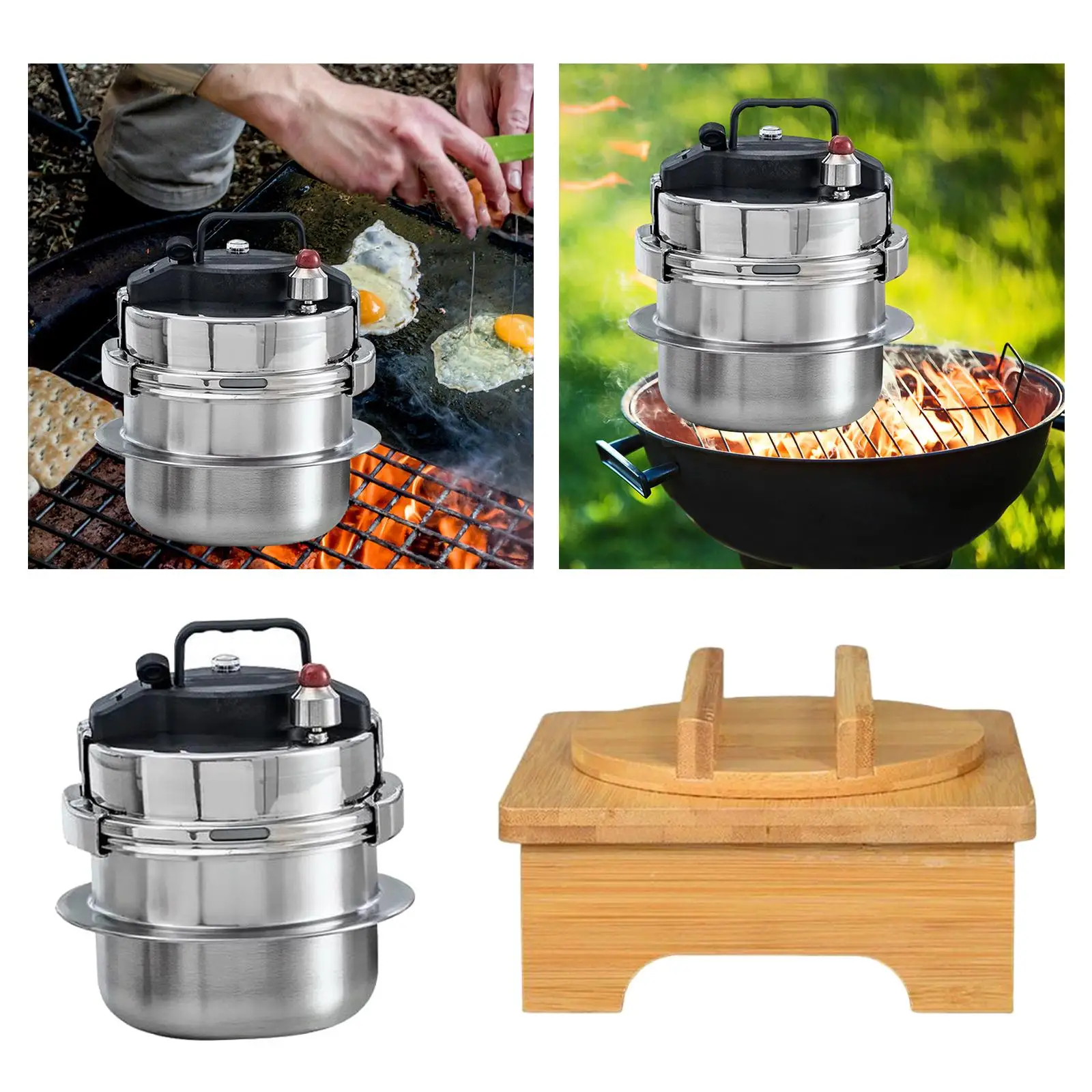 

2L Small Pressure Cookers with Wooden pot holder