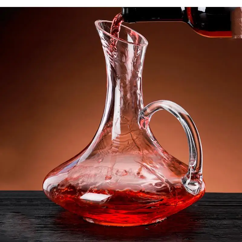 European style,Transparent crystal, handle, wine decanter,Glass glass set，U-shaped red pot,family bar accessories