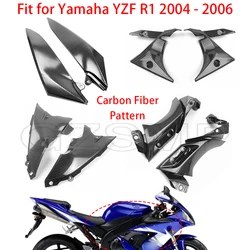 Carbon Fiber Pattern Motorcycle Side Panel Fairing Mid Cover Air Duct Cover Panel Gas Tank Side Fit for Yamaha YZF R1 2004 -2006