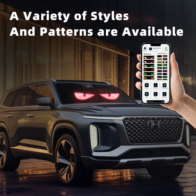 

Car Decoration Devil's Eye LED Car Lighting Decoration Tools Car Soft Screen Eye LightBluetooth Dynamic LED Flexible Advertisin