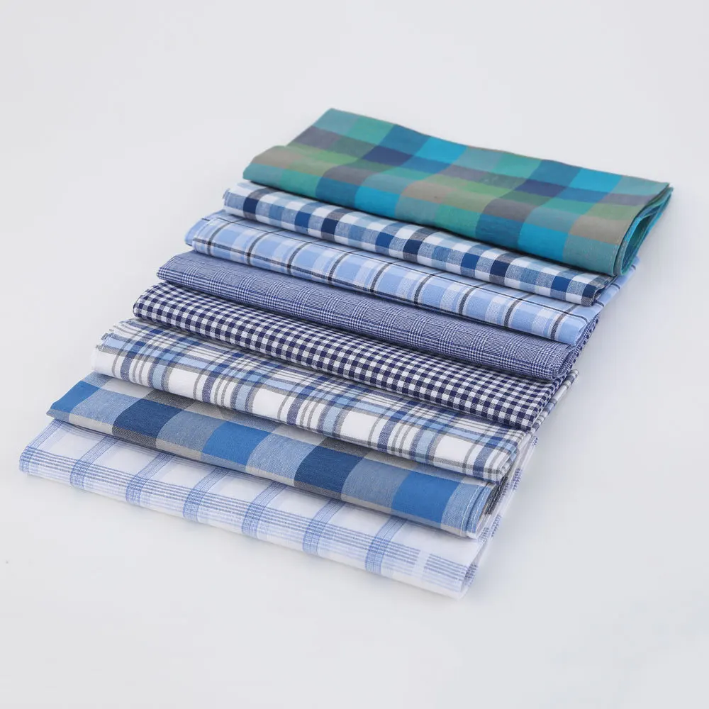 12Pcs Pure Cotton Men Business Handkerchief Classic Plaid Pocket Square Soft Reusable Square Kerchief Support DIY for Daily Use