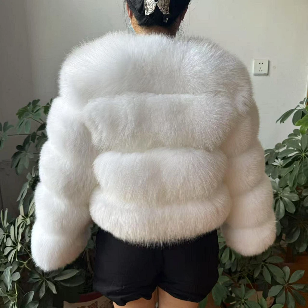 WEFURLENA Silver Fox Fur Coat Winter Jacket Women Natural Raccoon Fur Coat Street Warm Long Sleeve Natural Luxury Jackets