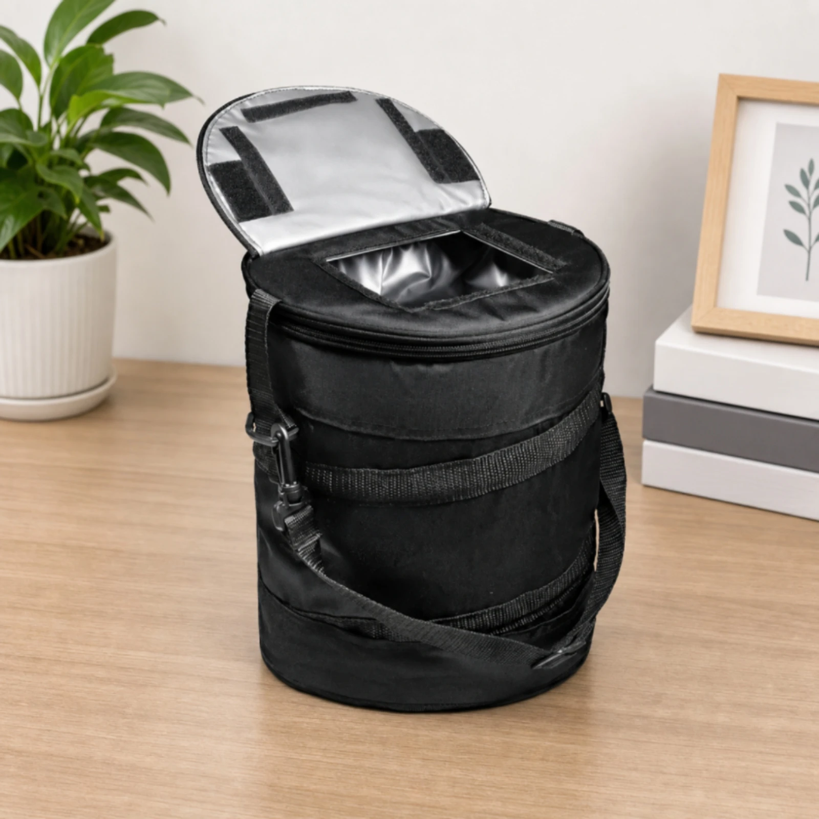 Cylindrical Insulated Cooler Bag Multipurpose Leather Exterior Cooler Bag Large Spacious for Golf, Outdoor Activities