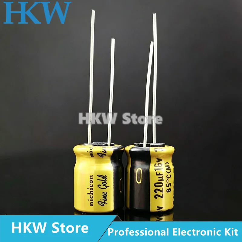10pcs/lot  Nichicon FG Series Fine Gold 10uF 100uF 220uF 470uF 3300uF 16V HiFi Audio Capacitor 20% 10uF16V 220UF16V 470UF16V