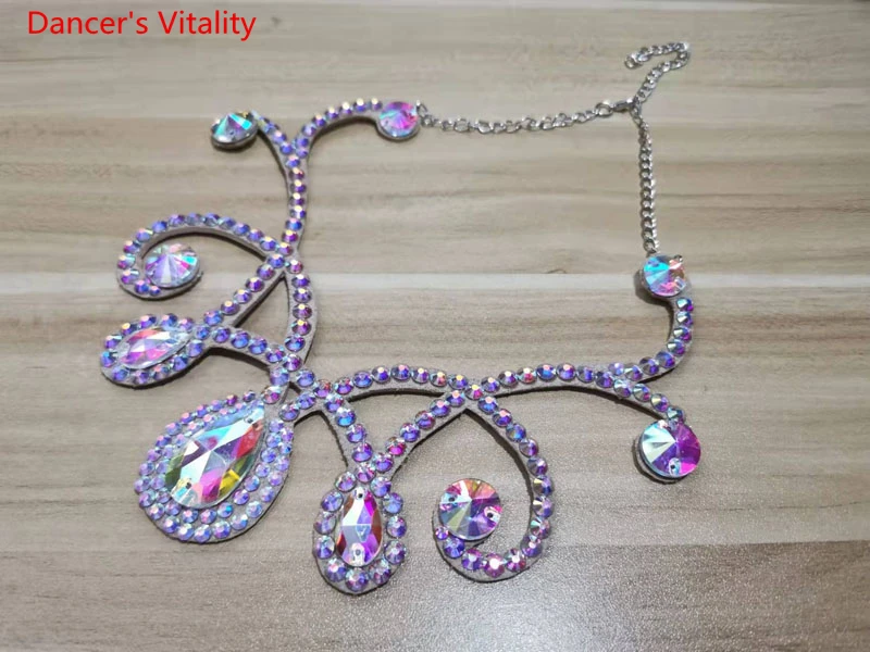 Belly Dance Necklace Rhinestone Chain Female Adult High-End Stage Profession Performance Competition Accessories Dance Jewellery