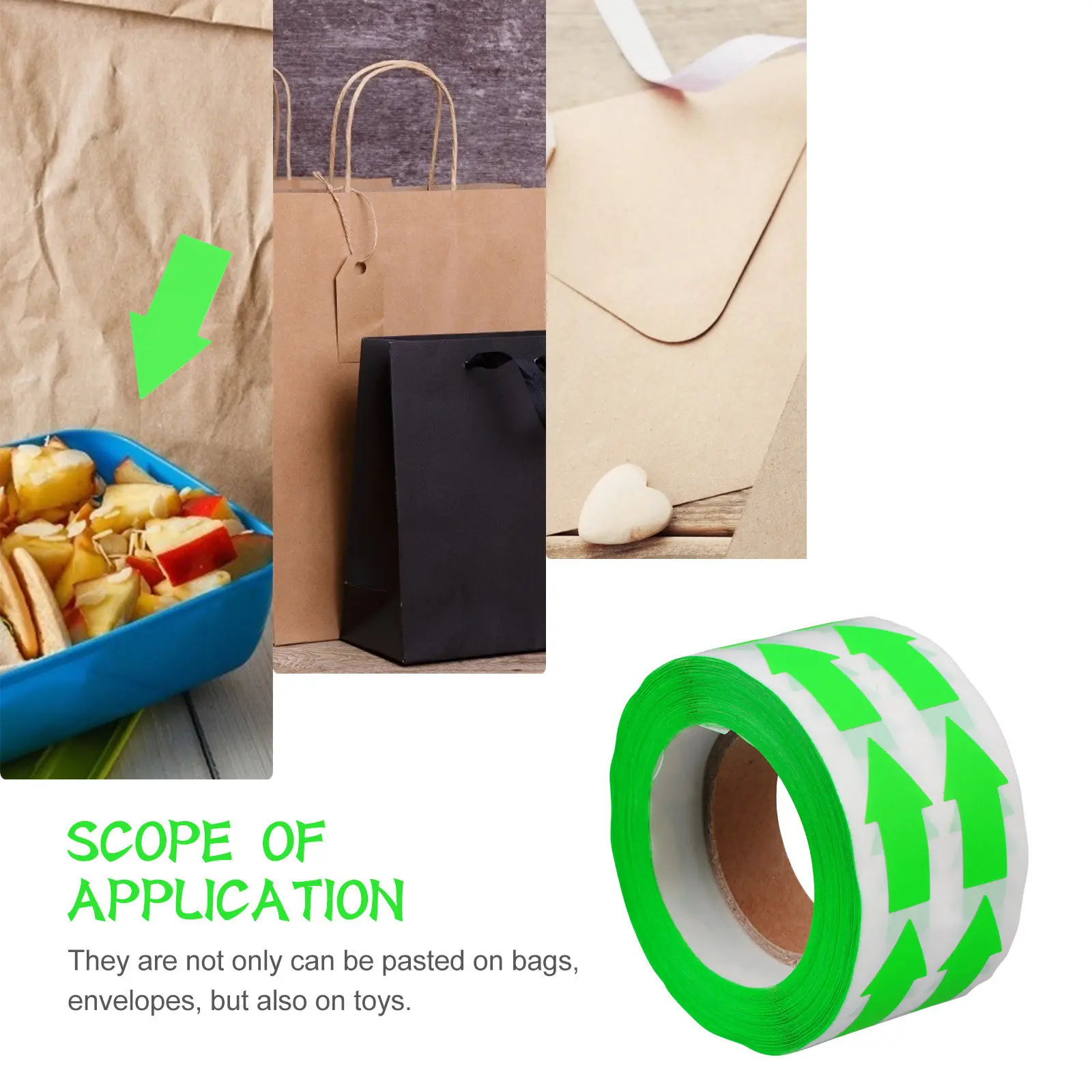 Fluorescent Arrow Label Stickers Roll Self-Adhesive Removable Decorative Craft Stickers for Warning Direction DIY Decoration